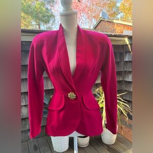 Vintage 80s fitted blazer raspberry pink wool lined sz 2 Bicci Florine Wachter